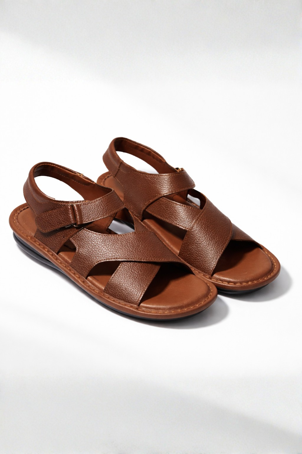 Classic Brown Cross-Strap Sandals