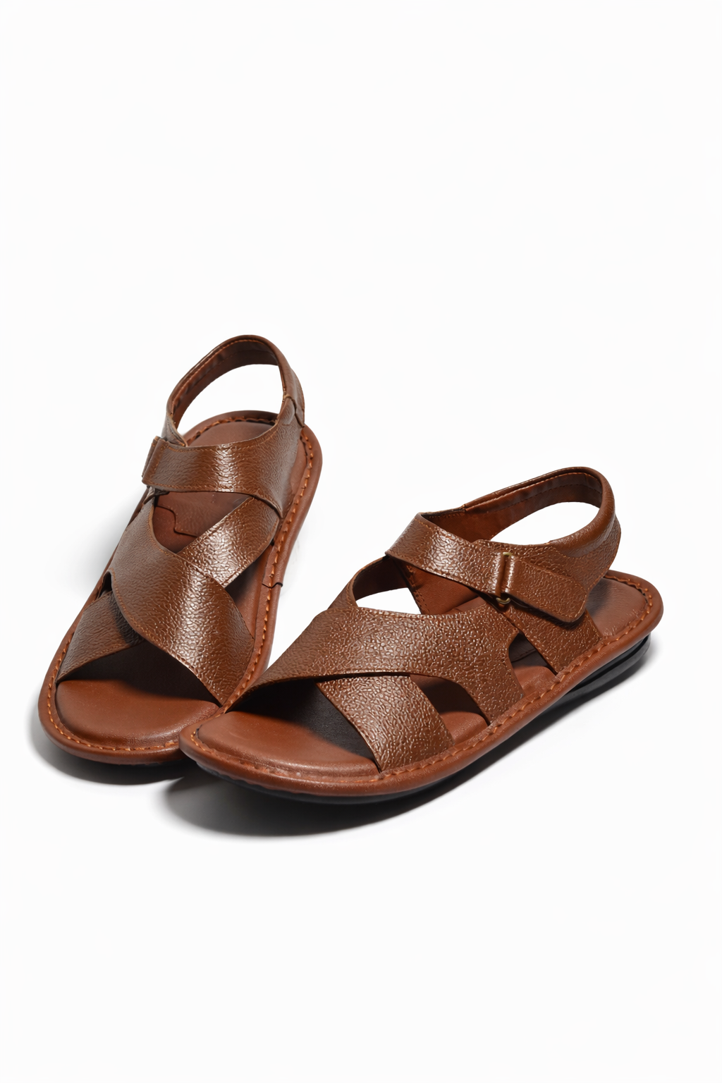 Classic Brown Cross-Strap Sandals