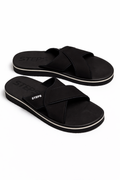 Black Cross-Strap Slides