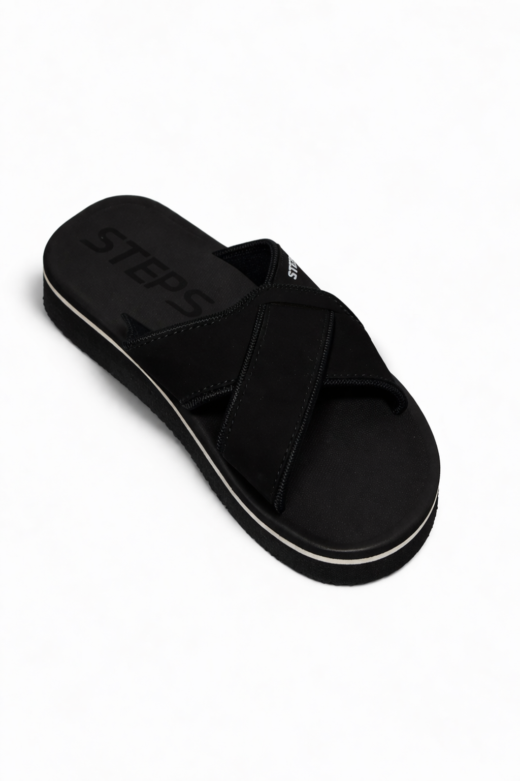 Black Cross-Strap Slides