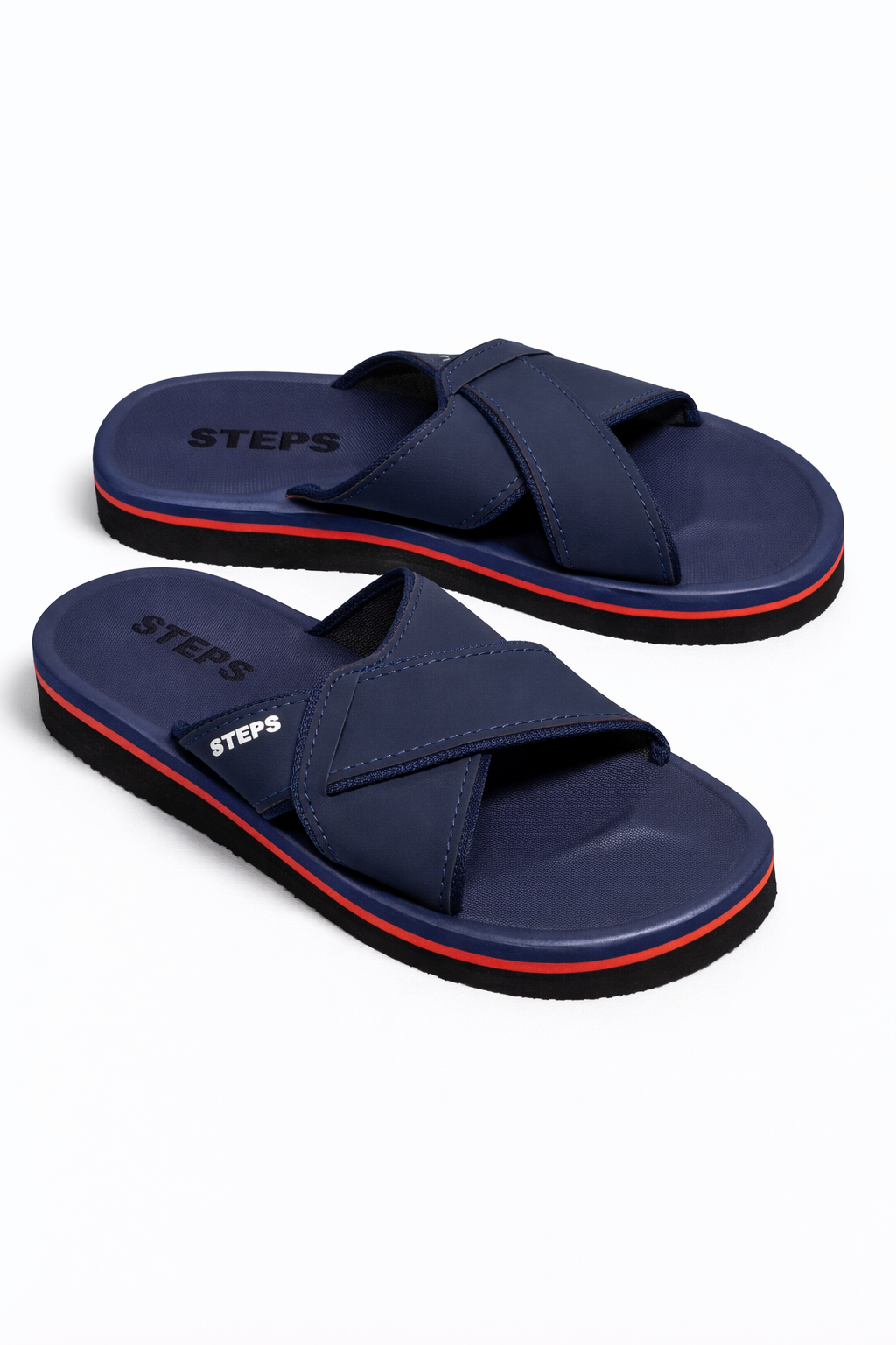 Blue Cross-Strap Slides